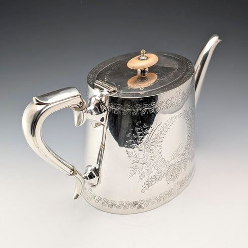 約 1900 年英國古董鍍銀鼓形茶壺